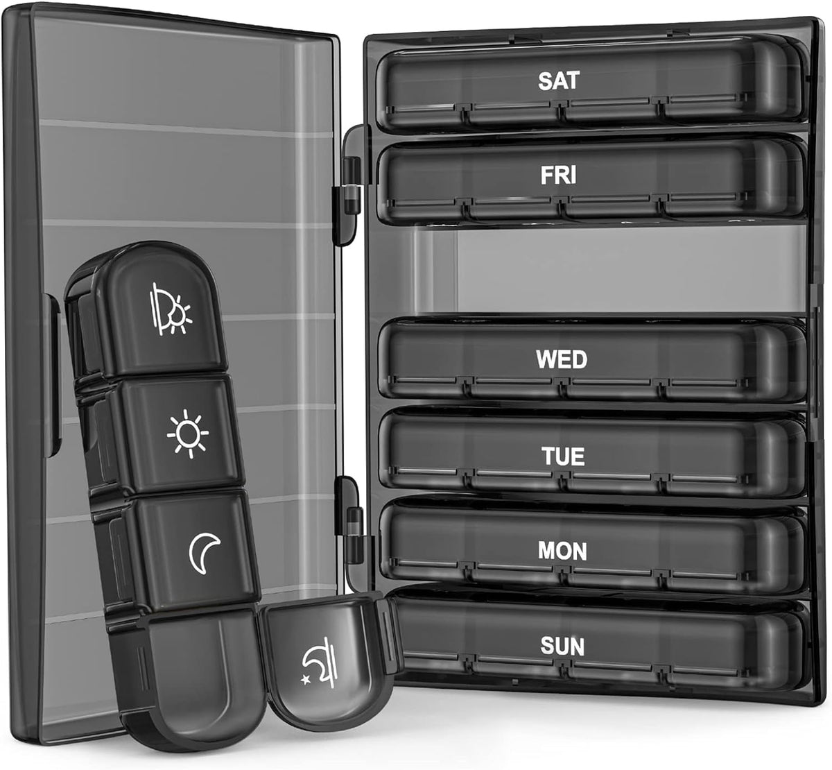 YUFAN Weekly Pill Organizer 4 Times a Day, Large Pill Box 7 Day Medicine Organizer Pill Case,Light-Proof Daily Pill Box,Portable Travel Pill Case for Medication, Vitamins, Fish Oils,Supplements