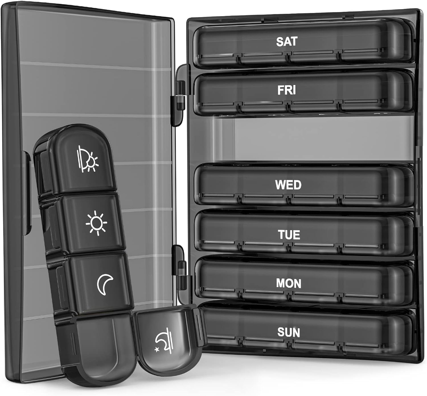 YUFAN Weekly Pill Organizer 4 Times a Day, Large Pill Box 7 Day Medicine Organizer Pill Case,Light-Proof Daily Pill Box,Portable Travel Pill Case for Medication, Vitamins, Fish Oils,Supplements