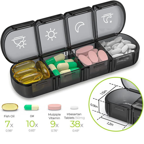 YUFAN Weekly Pill Organizer 4 Times a Day, Large Pill Box 7 Day Medicine Organizer Pill Case,Light-Proof Daily Pill Box,Portable Travel Pill Case for Medication, Vitamins, Fish Oils,Supplements